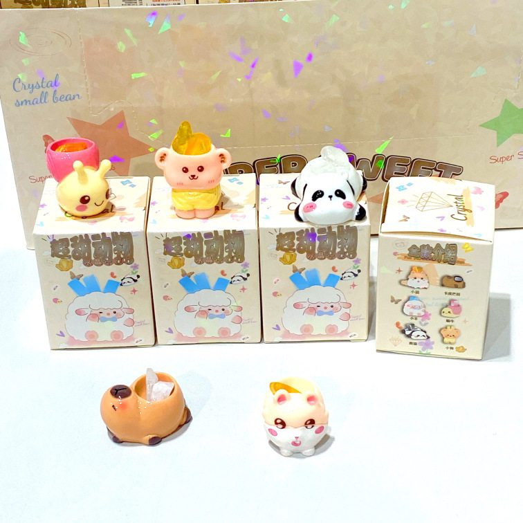 Super dulce animal de cristal frijoles de granos pequeños caja ciega encantadora muñeca de oficina de escritorio adornos de automóviles para regalos de chicas image 4