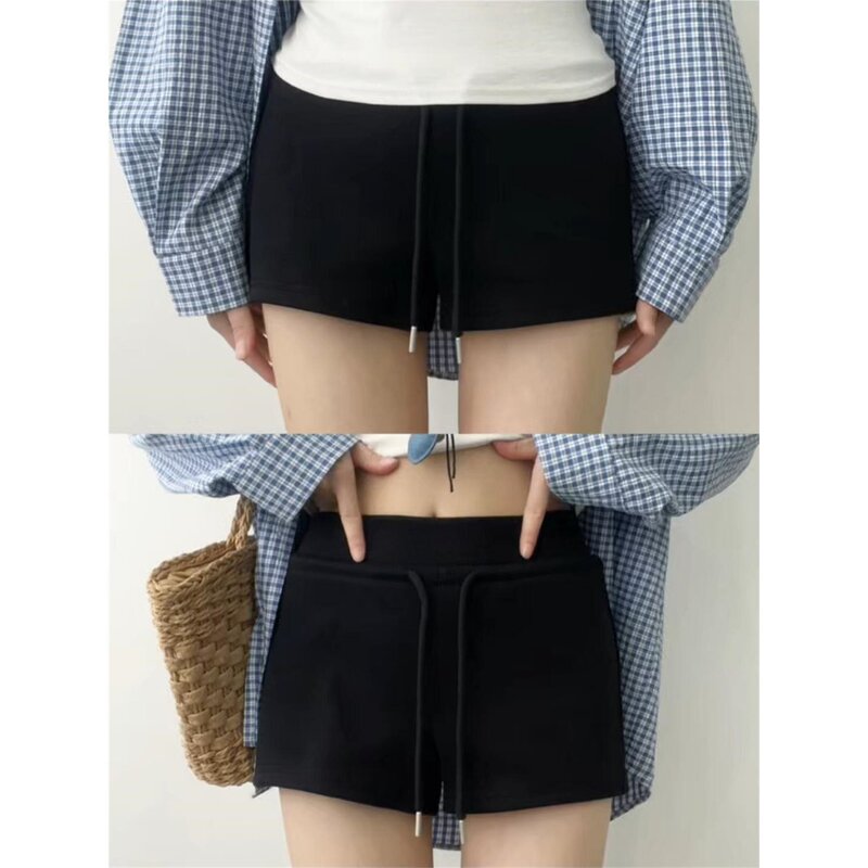 Plus-size American-style drawstring sports shorts for women, summer 2026 new model, loose casual A-line yoga hot pants Plus-size American-style drawstring sports shorts for women, summer 2026 new model, loose casual A-line yoga hot pants