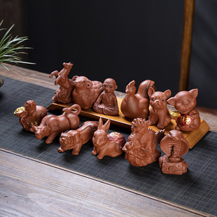 Source manufacturers Zisha Zodiac creative tea pet ornaments can raise tea play tea accessories cute Zodiac small ornaments