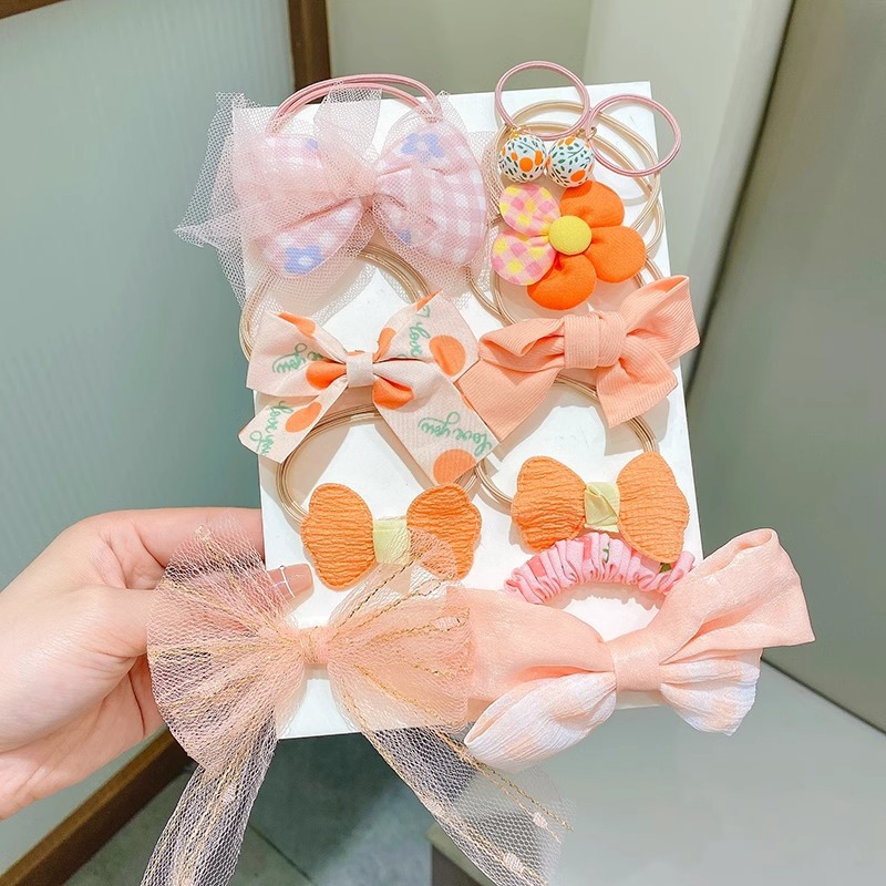 Los niños de pelo lindo lazo de goma accesorios para el cabello de verano nueva niña flor colorida cuerda de pelo arco cuerda de pelo