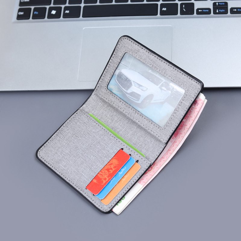 Bolso de lona de hombre, bolso de tarjeta corto, bolso vertical de denim, mini bolso plegable para hombres, simple