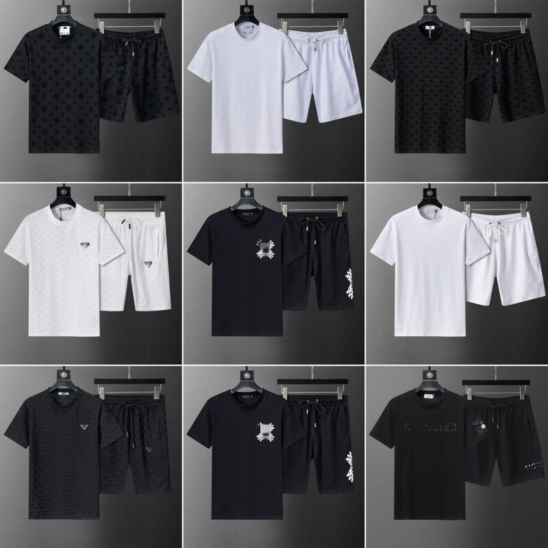 Cross-Border (Correct Version) Round Neck Short-Sleeved Shorts Set Summer Classic Men's Jacquard Embroidery Casual European and American Style