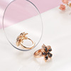 Tide, golden earrings, fashionable fresh zirconium, wish, European style, pink gold, flowered, wholesale