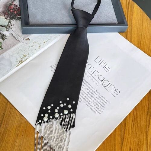Korean style tie, college style, solid color, knot-free cross, personalized fashion decorative shirt, bow tie, women's neckline accessories