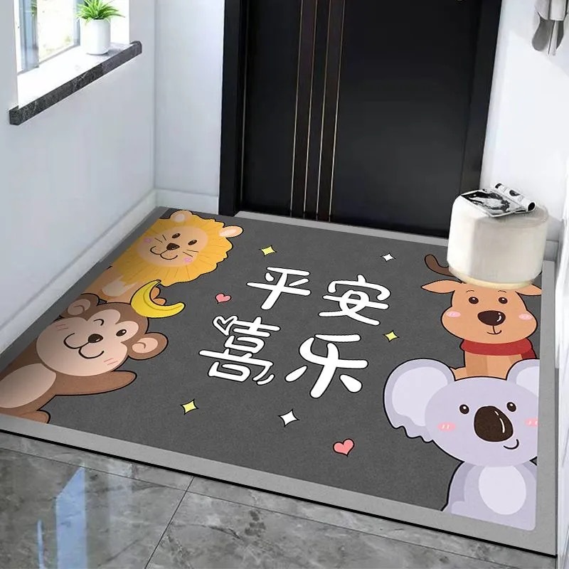 卡通入户门地垫家用灰色系耐脏易打理玄关脚垫吸水速干硅藻泥地垫|undefined
