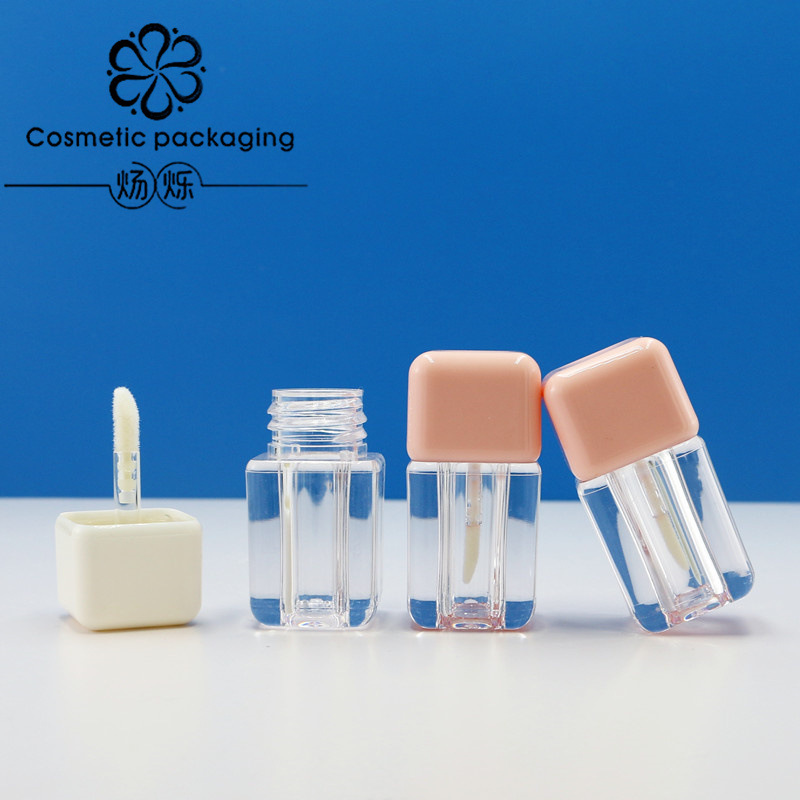 En stock al por mayor pequeño tubo cuadrado de brillo de labios Inyección transparente labio esmalte tubo vacío 4ml líquido botella de sombra de ojos material de embalaje cosmético