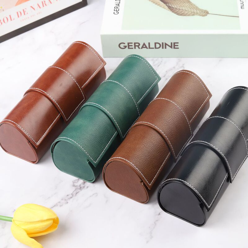 Vintage leather handmade glasses box myopia box sunglasses box men's sunglasses box women manufacturers supply wholesale
