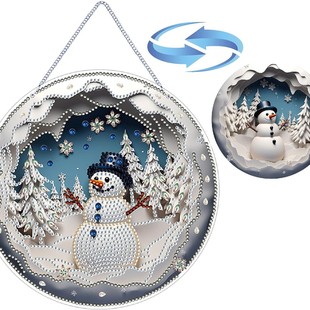 5D Acrylic Christmas Snowman Diamond Painting Door Hanging Wall Hanging Decorative Pendant DIY Decorations