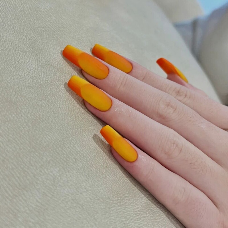 WM-12ai Mashi orange long t fake Nail piece cross-border gradient wear Nail patch wholesale Nail wholesale