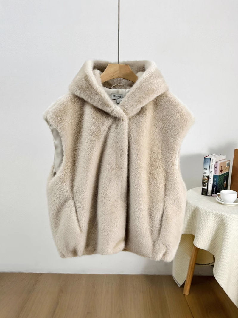 Primavera nuevo chaleco con capuzas de imitación de chaleco de botón una chaqueta de moda al por mayor corta
