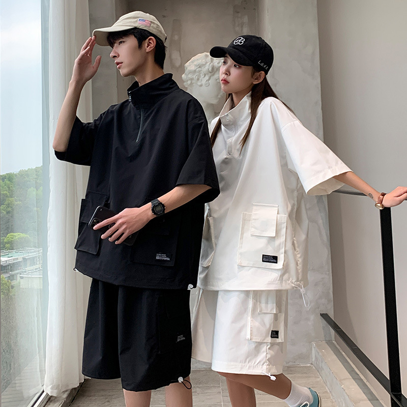 Trendy Couple's Short-sleeved T-shirt Set Duffy Handsome Men's Spring and Summer Instagram Popular Brand Loose Frock Clothes with a Set
