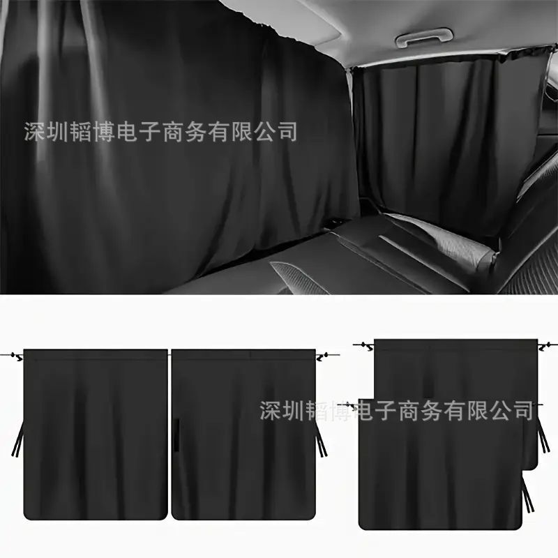 4Pcs Car Sunshade Rear Seat Partition Curtain Sunshade Privacy Curtain Double-Sided Fabric Car Window Partition Blackout