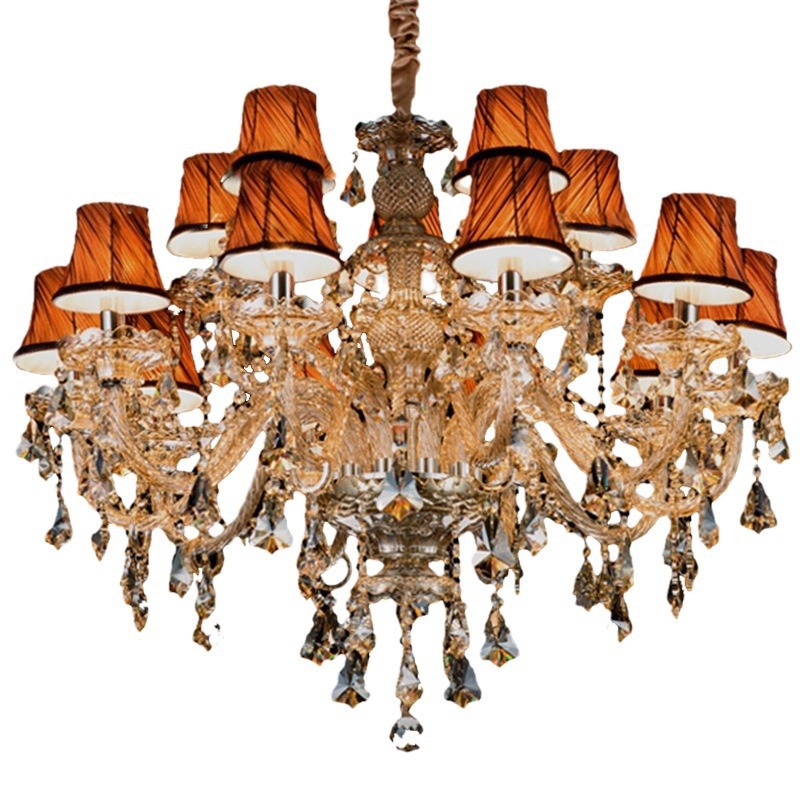 Lámpara de cristal europea lámpara de sala de estar simple atmósfera comedor dormitorio vidrio de coñac lámpara de cristal candelabrada