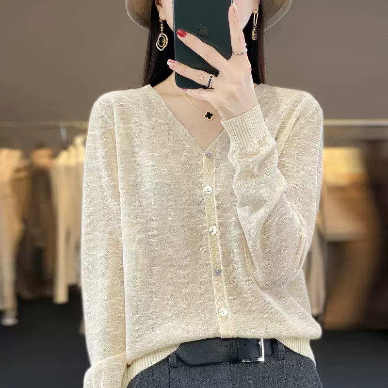 韩版宽松冰丝外套女2025夏季新款针织空调房开衫外搭女一件代发