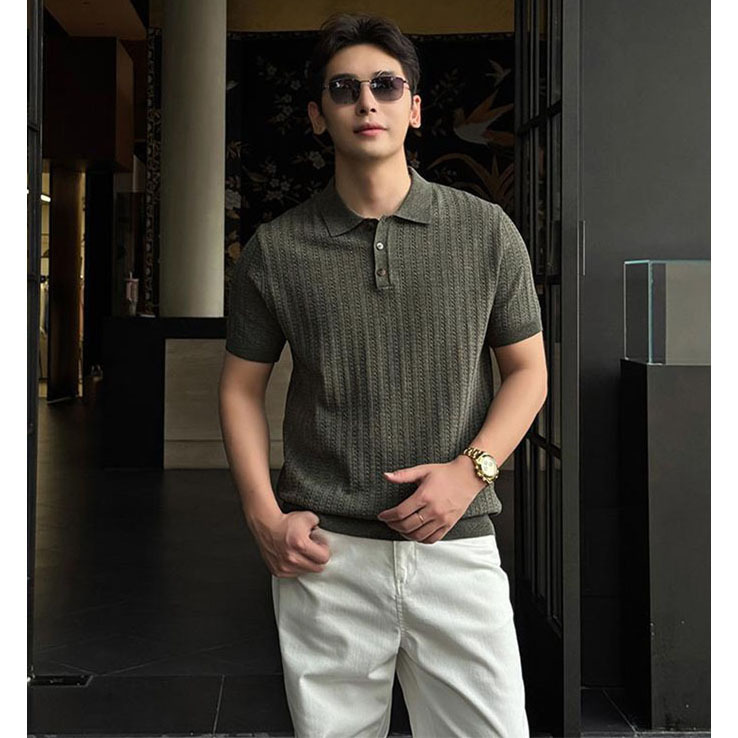 Camisas de polo de manga corta con solapa, camisetas de punto de hombre con solapa, camisetas comerciales de hielo, comercio exterior transfronterizo al por mayor