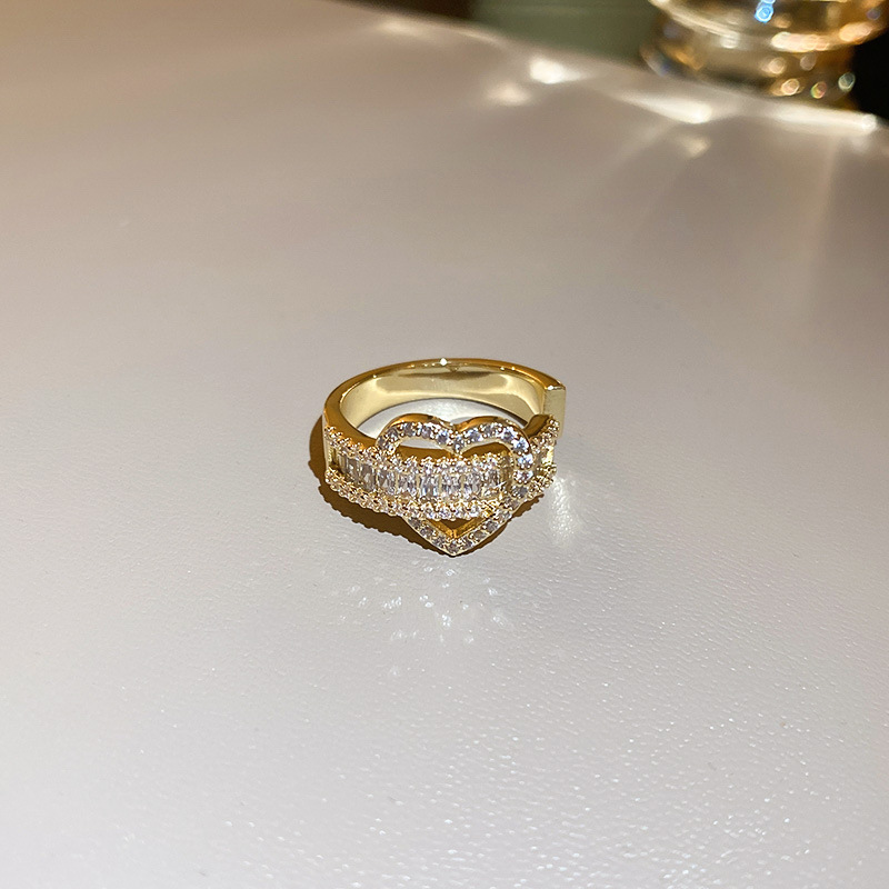Modern Style Heart Shape Metal Plating Zircon Womenu0027S Rings 1 Piece