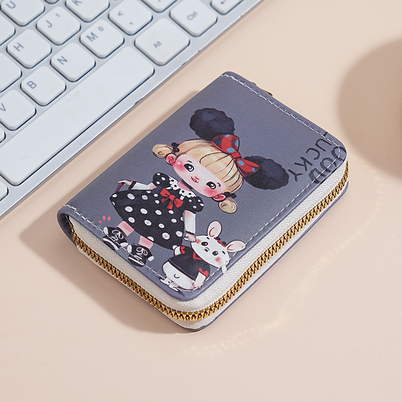 Bolsa de tarjetas de órgano de dibujos animados nueva dama hermosa bolsa de cambio corta japonesa de gran capacidad multi-tarjeta bolsa de tarjetas de tarjetas