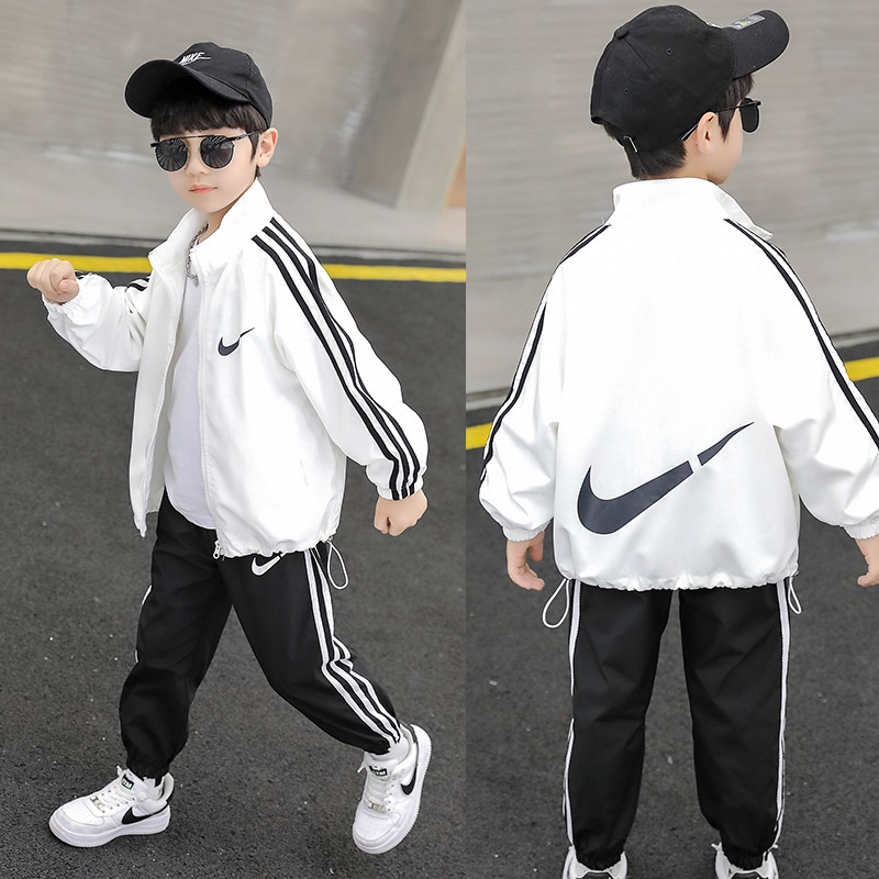 Boys' Autumn Zipper Shirt Set 2026 Spring and Autumn New Stylish Children's Clothing Casual Two-Piece Tracksuit for Boys