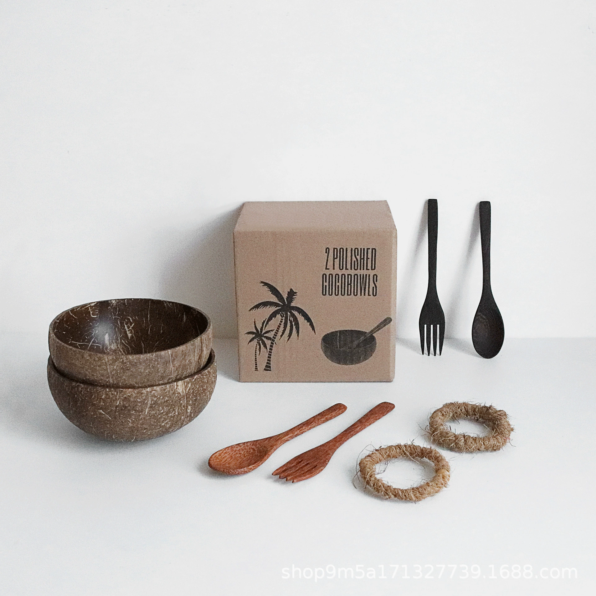 Natural coconut shell creative dessert salad bowl tableware storage old coconut shell disc dry fruit plate handmade coconut bowl