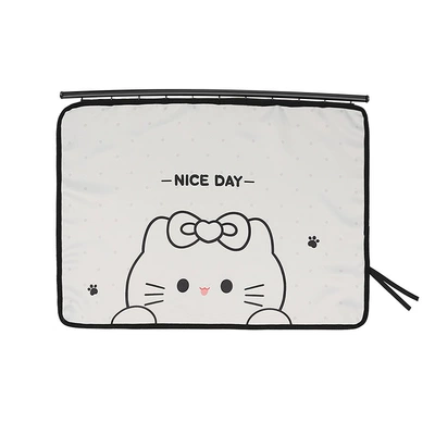 Car curtains – Curtain - embedded-bow-cat-curtain-square-beige