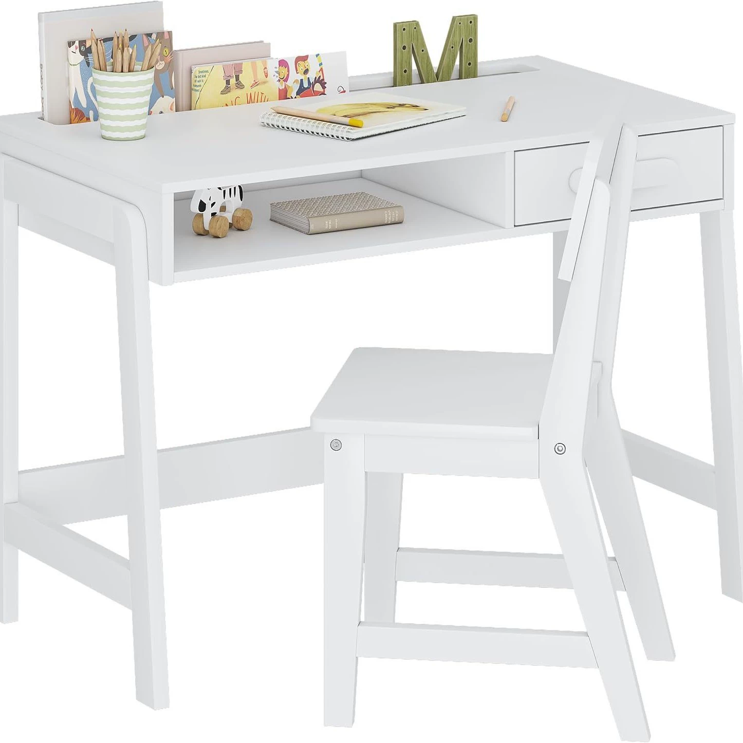 Детский письменный стол и стул из дерева для дома, современный, простой дизайн, для учебы и письма