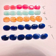 天然天河石金太阳石蓝纹石粉红色墙微石4*6毫米蛋形首饰 配石