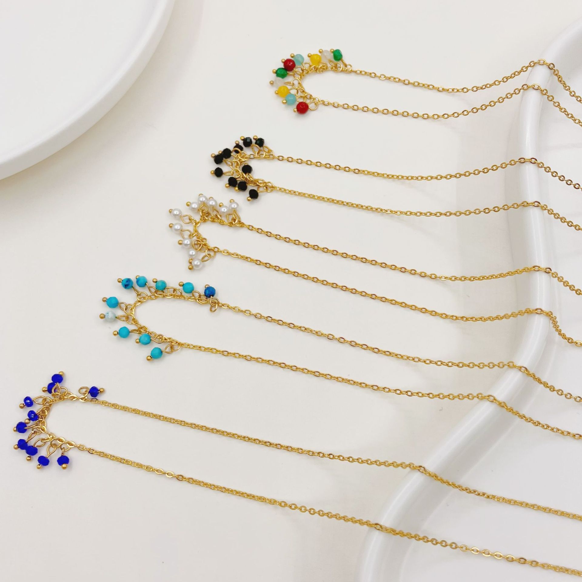 Simple Style Geometric Stainless Steel Tassel Plating Chain Pendant Necklace 1 Piece