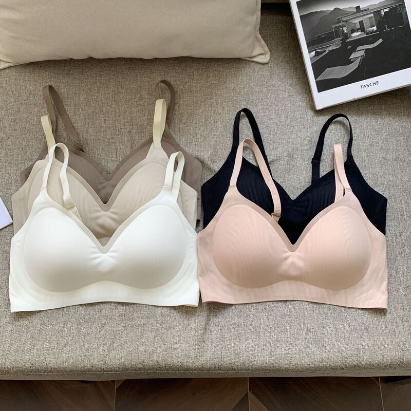Seamless Jelly Soft Support Bra for Small Bust, Deep V Lift, Side Support, No Underwire Bra
