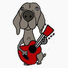 有趣的酷Weimaraner狗玩吉他乙烯基防水贴纸贴纸