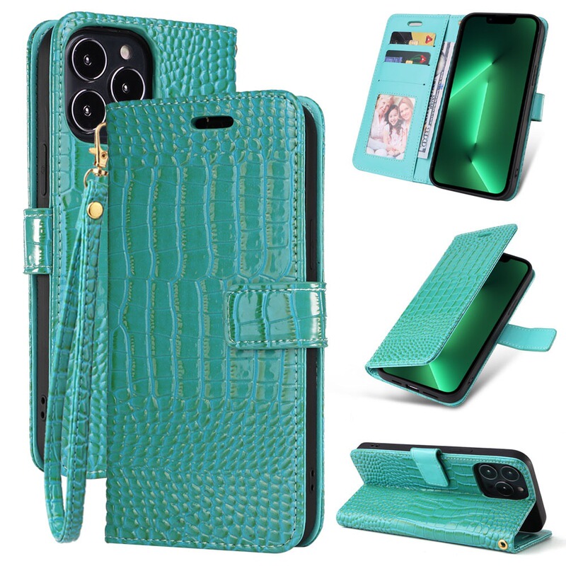 Suitable for Iphone16 Crocodile Pattern Apple 17Pro Mobile Phone Case Wallet S24 Mobile Phone Protective Leather Case Huawei