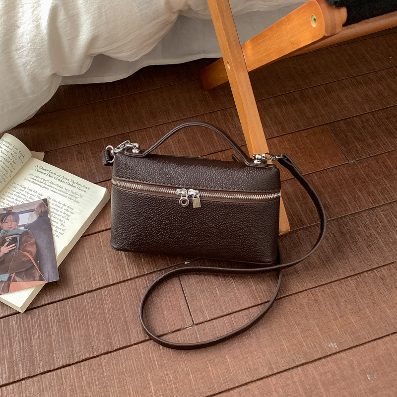 Korean Style Exquisite Box Handbag For Women 2026 Cross-Border New Soft Lychee Grain Shoulder & Crossbody Lunch Box Bag - Thumbnail 3