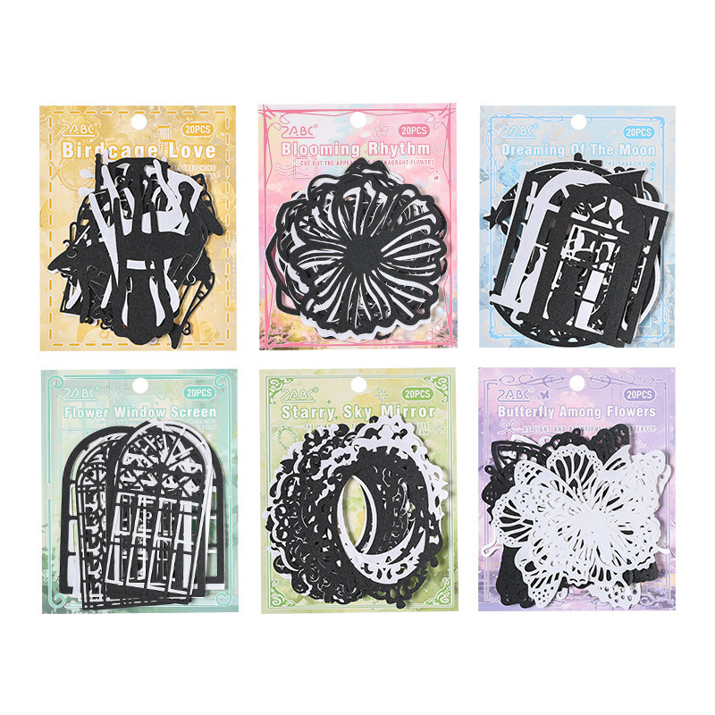 Silhueta flotante hueco perlada material de papel diy cuentas de mano material de decoración base transfronterizo retro encaje hueco papel