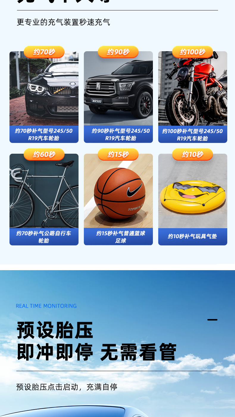 Car Air Pump Wireless Handheld Portable Small Electric Air Pump Car Tire Emergency Inflator Wholesale