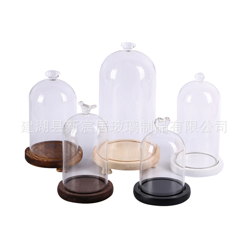 Venta al por mayor amor cubierta de vidrio cubierta de polvo transparente micro paisaje Pantalla de vidrio cubierta de escritorio adornos hechos a mano