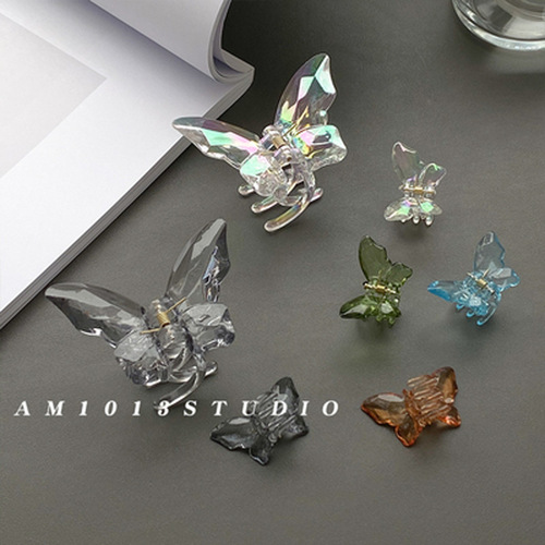 Icy transparent butterfly claw sweet temperament Korean jelly color elegant back of the head shark clip hair clip hairpin hair accessory