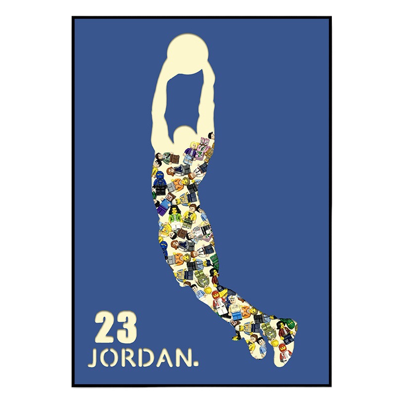Lego bloques de construcción colgando pintura sala de estar pintura decorativa personalizada Jordan pasillo Kobe jugador de baloncesto tridimensional bloques de construcción de pintura