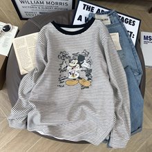 自制！加绒厚实保暖中长款卡通印花卫衣女秋冬韩版长袖T恤内搭