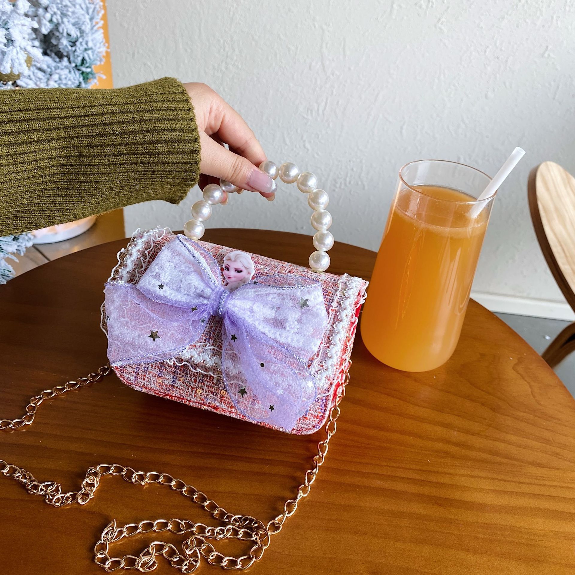 2025 nuevo pequeño viento de fragancia bolsos infantiles mil pájaros pequeños conejos de flores princesa mochila perlas bolsos de moda