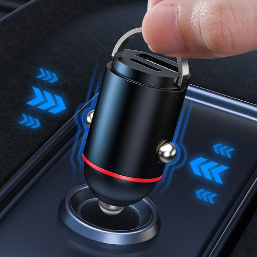 Car charger mobile phone fast charging car cigarette lighter adapter hidden pull ring car charger usb adapter