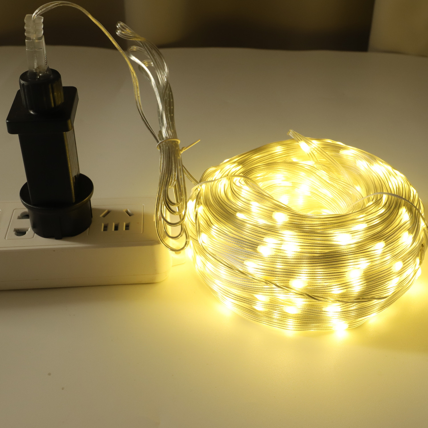 Nuevo brillante solar luces de cadena de cuero con control remoto al aire libre impermeable LED control remoto luces patio solar luces de cadena