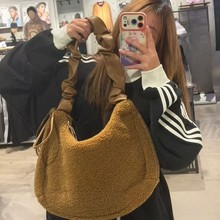 2025冬季阿迪三叶草冬季新品女子休闲羊羔绒云朵包单肩包斜跨包