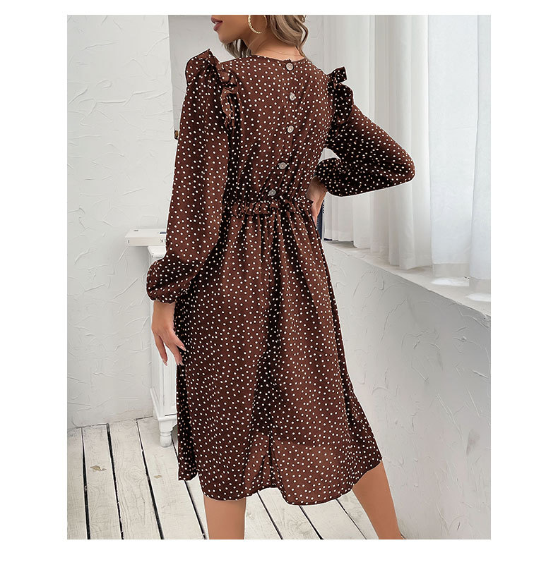 Lotus Leaf Sleeve Polka Dot Print Dress NSDMB104546