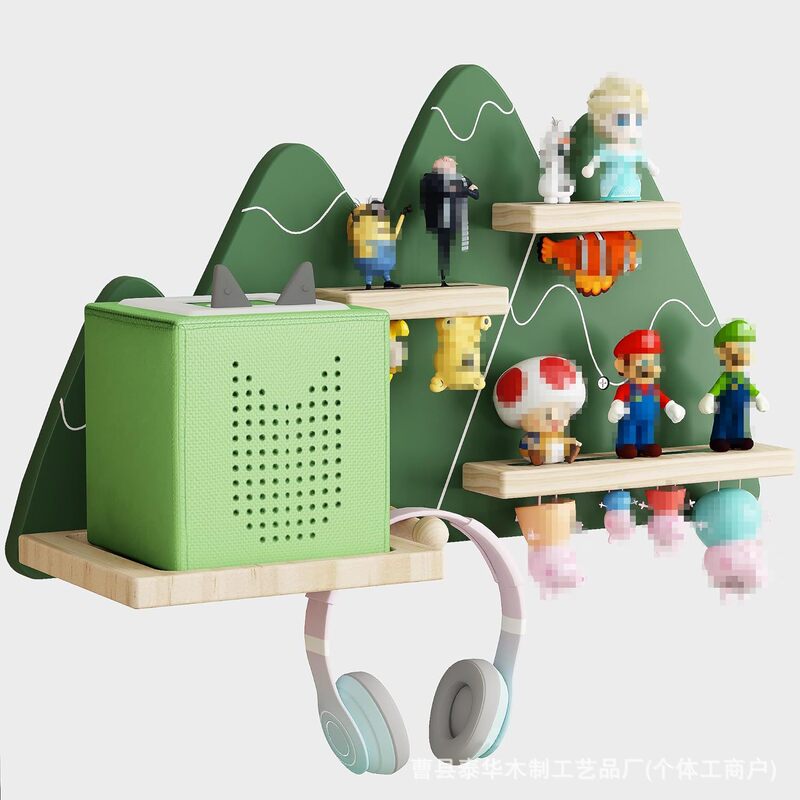 Wooden wall-mounted floating shelf for storing figurines, children's room display rack with magnetic attachment, speaker stand Wooden wall-mounted floating shelf for storing figurines, children's room display rack with magnetic attachment, speaker stand