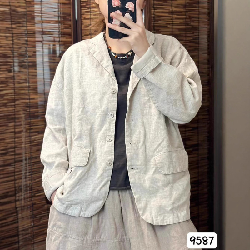 秋季新款西服外套 文艺风气质通勤加里衬休闲开衫上衣女9587|undefined