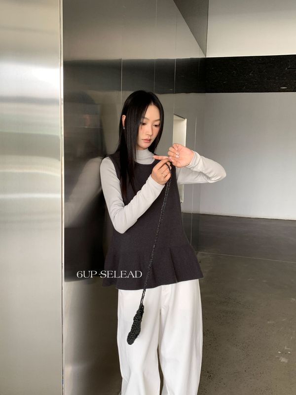 6UP秋2025新款韩系全羊毛叠穿毛织背心广州13行休闲针织马甲50205|undefined