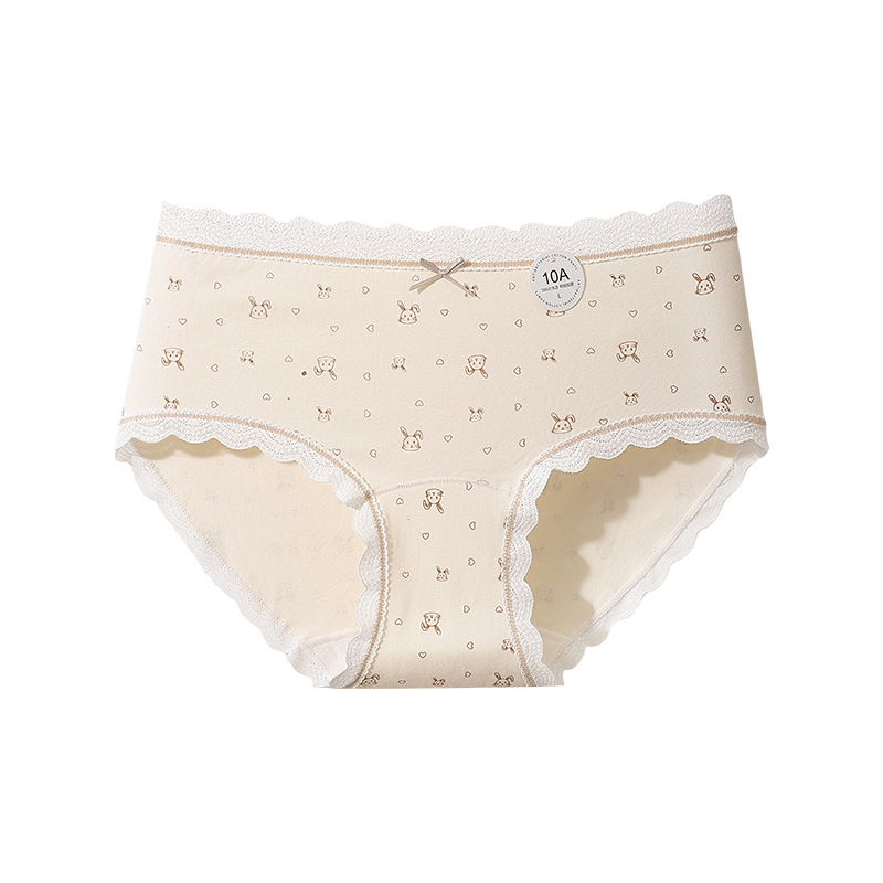 Pantalones de algodón suaves impresas de algodón para niñas de cintura media antibacteriana 10A entrepierna larga transpirable sin marcas de algodón para niñas