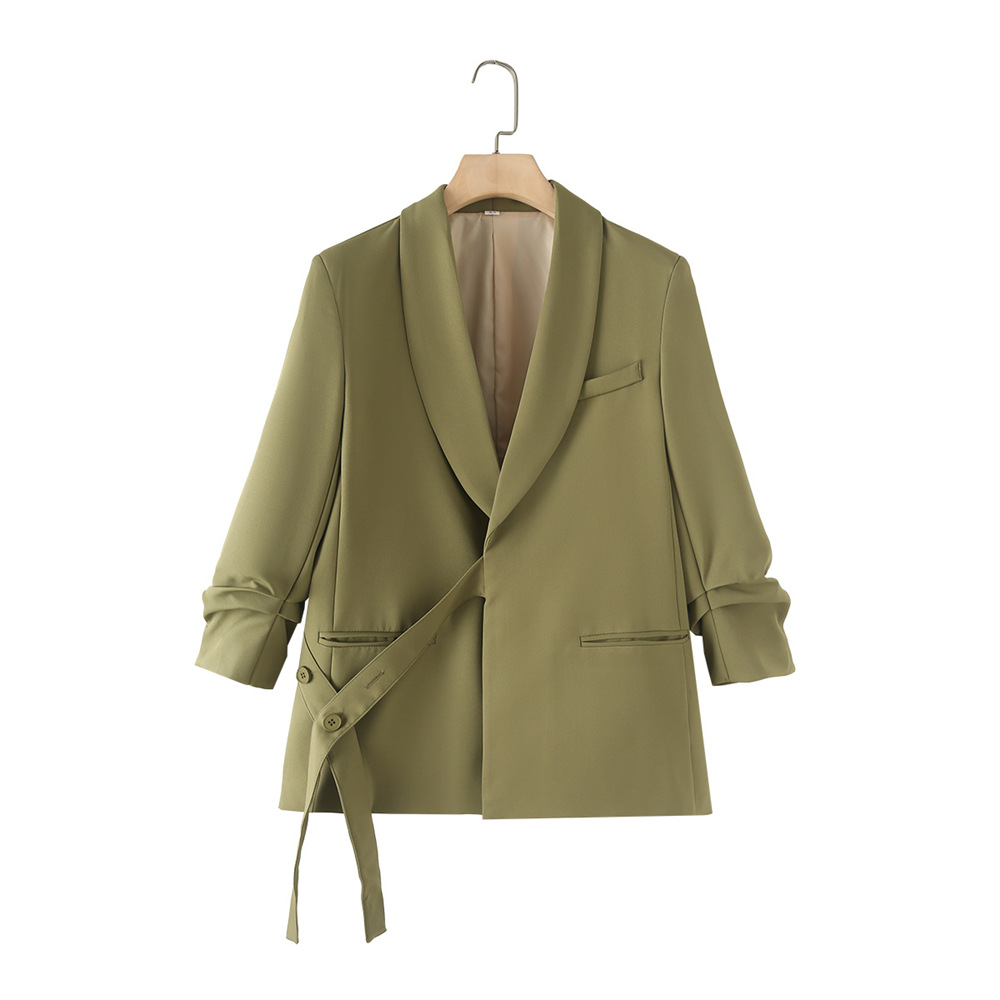 GraceChic Cross-Border Source PB&ZA Women's Clothing 2024 Autumn Winter New Solid Color Commuter Suit Set Casual Wide-Leg Pants_voghion.com