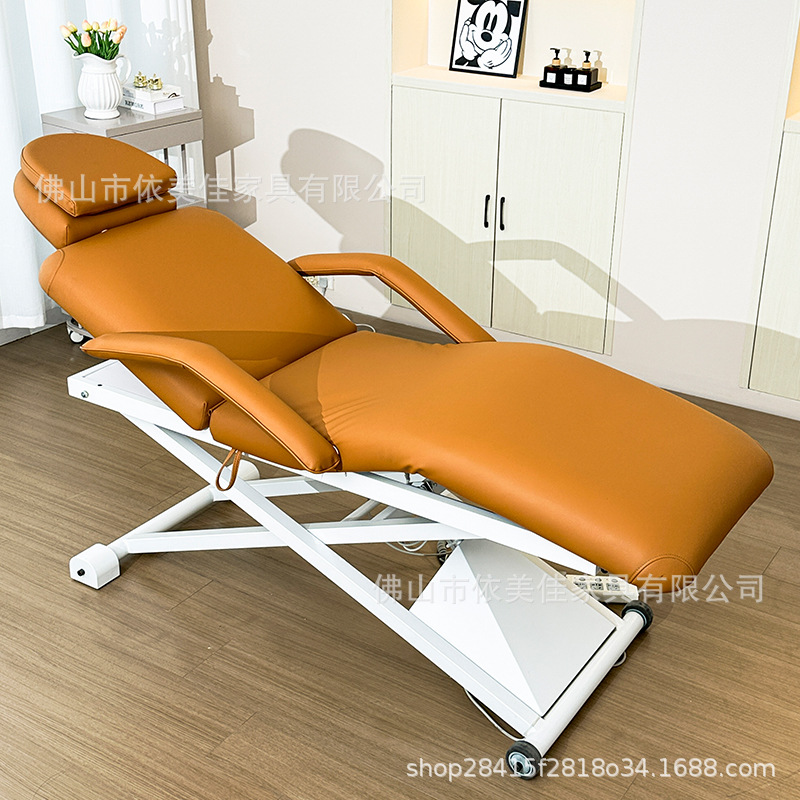 Cama de belleza eléctrica con agujero ventilado elevación de control de pie ajuste de altura con masaje SPA doble reposabrazos calefacción de la superficie de la cama