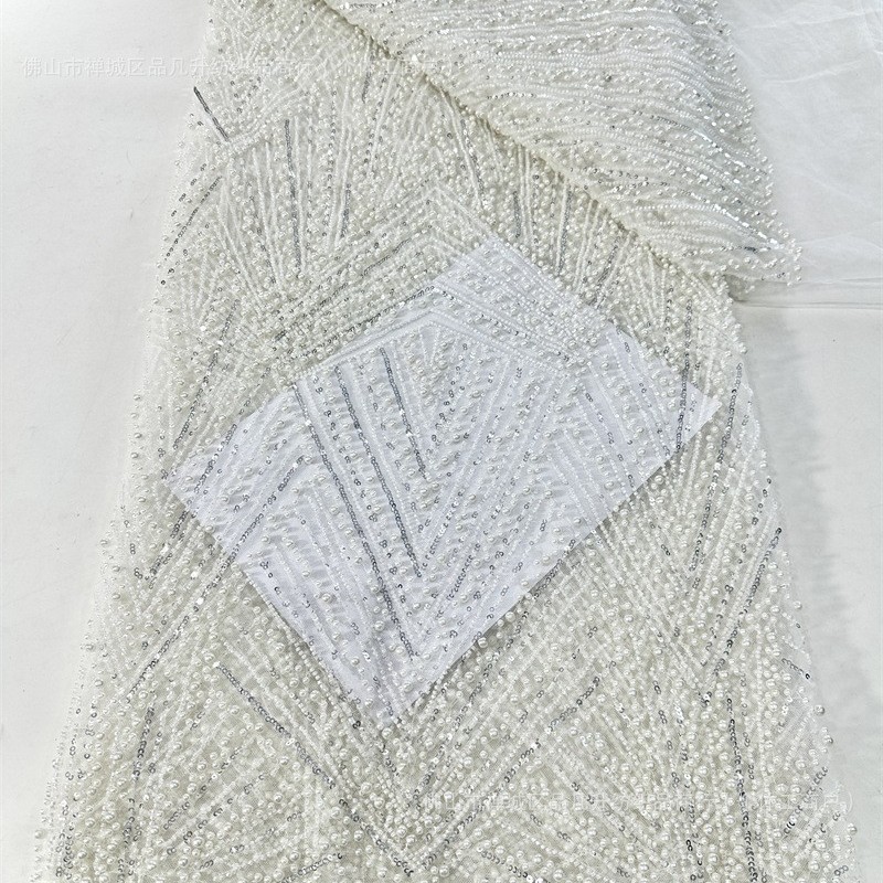 Bordado de tubo de cuentas, bordado de cuentas, tela de bordado, vestido de novia de moda, tela de encaje, lugar de comercio exterior transfronterizo