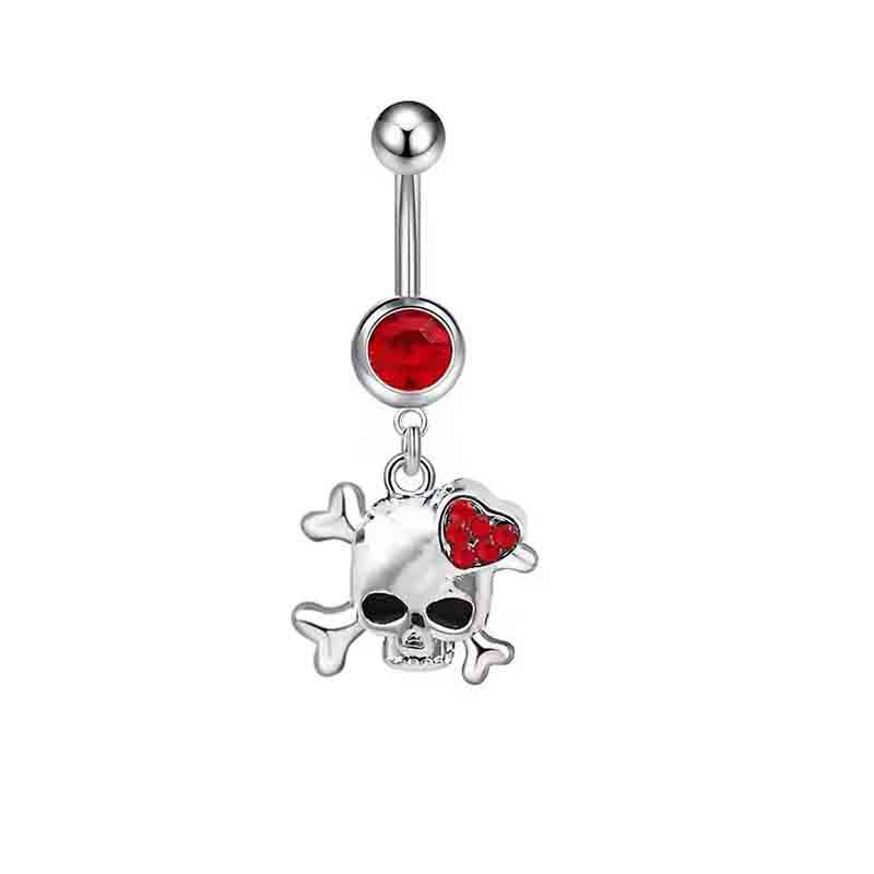 Piercing per ombelico in acciaio inossidabile a forma di teschio, con molteplici opzioni, stile street dark, gioielli per Halloween_voghion.com